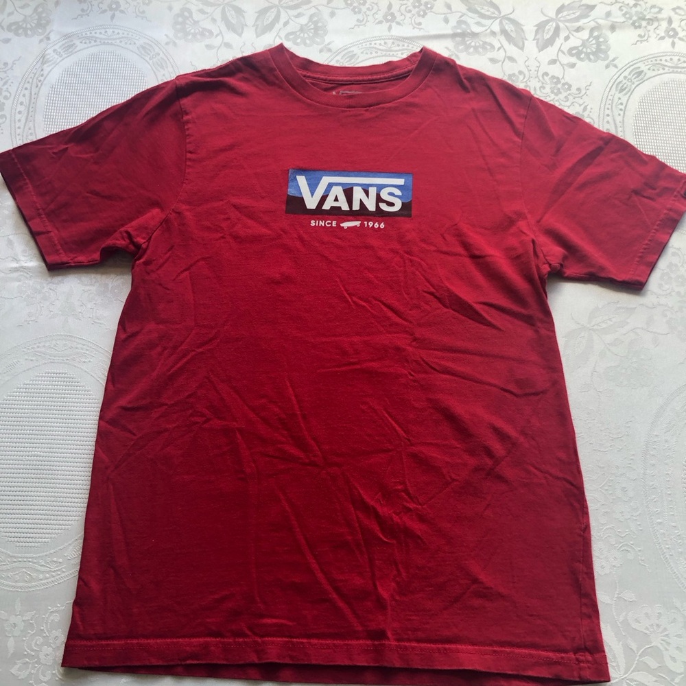 Vans Off The Wall Red Graphic T-Shirt Junior Boys Size M(10-12) Classic-Fit Tee